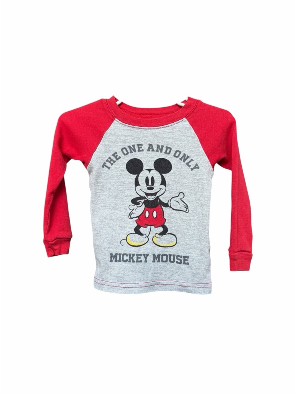 Disney Mickey Mouse Long Sleeve Raglan Top - Red & Gray